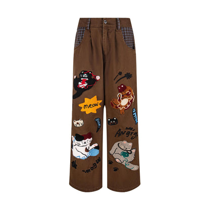 Vaqueros bordados de gato