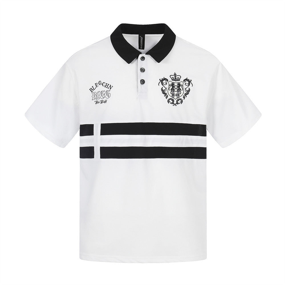 Polo de retazos a rayas con contraste