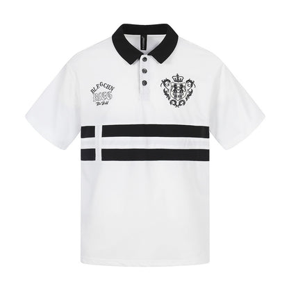 Polo de retazos a rayas con contraste