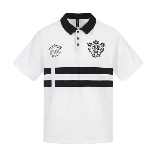 Polo de retazos a rayas con contraste