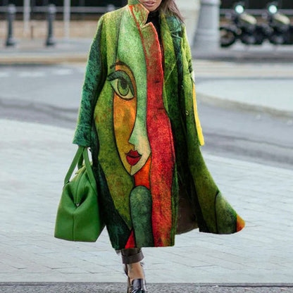 Manteau à carreaux à manches longues pour femmes, assorti de couleurs