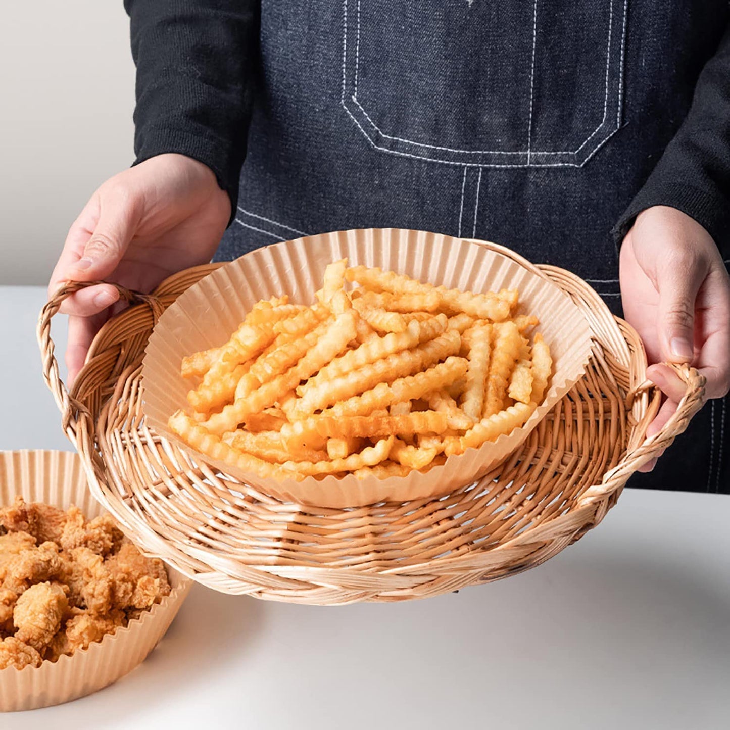 Freidora de aire, papel desechable para alimentos, forro de papel, freidora, cocinas, a prueba de aceite, plato de barbacoa, vaporizador, accesorios para hornear
