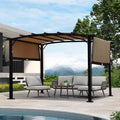Pergola de jardin extérieure 3,6 x 2,7 m, auvent rétractable, gloriette en acier, abri solaire pour jardins