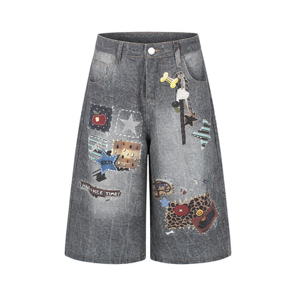 3D digital printing to make used denim five quarter pants