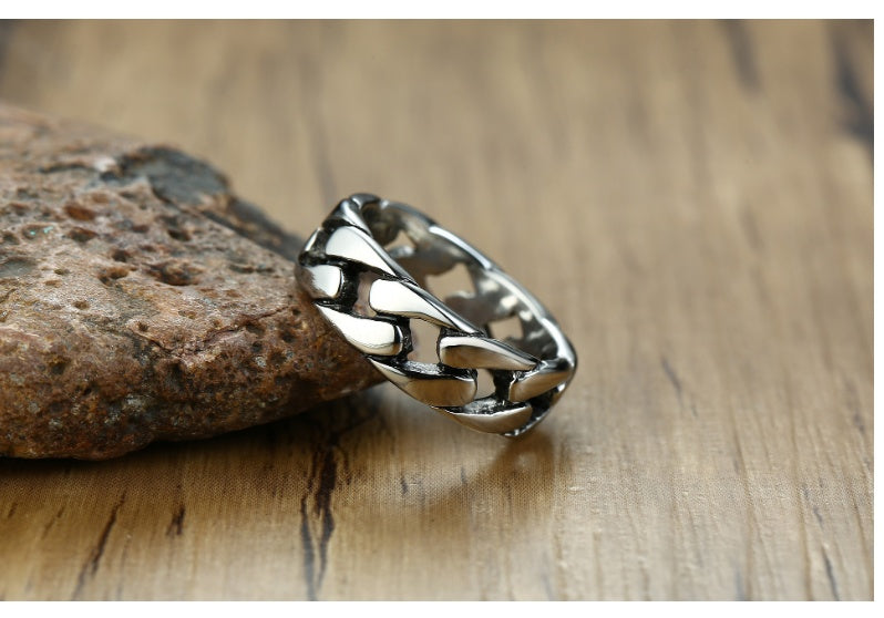 Bague pour homme locomotive de marée en option trois couleurs texture tridimensionnelle bague de personnalité