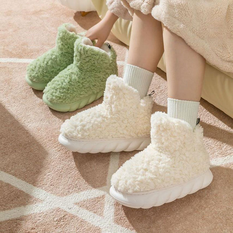 Paquete de invierno Zapatillas de algodón con tacón, impermeables, para usar en casa, interiores y exteriores, bonitas, de caña alta