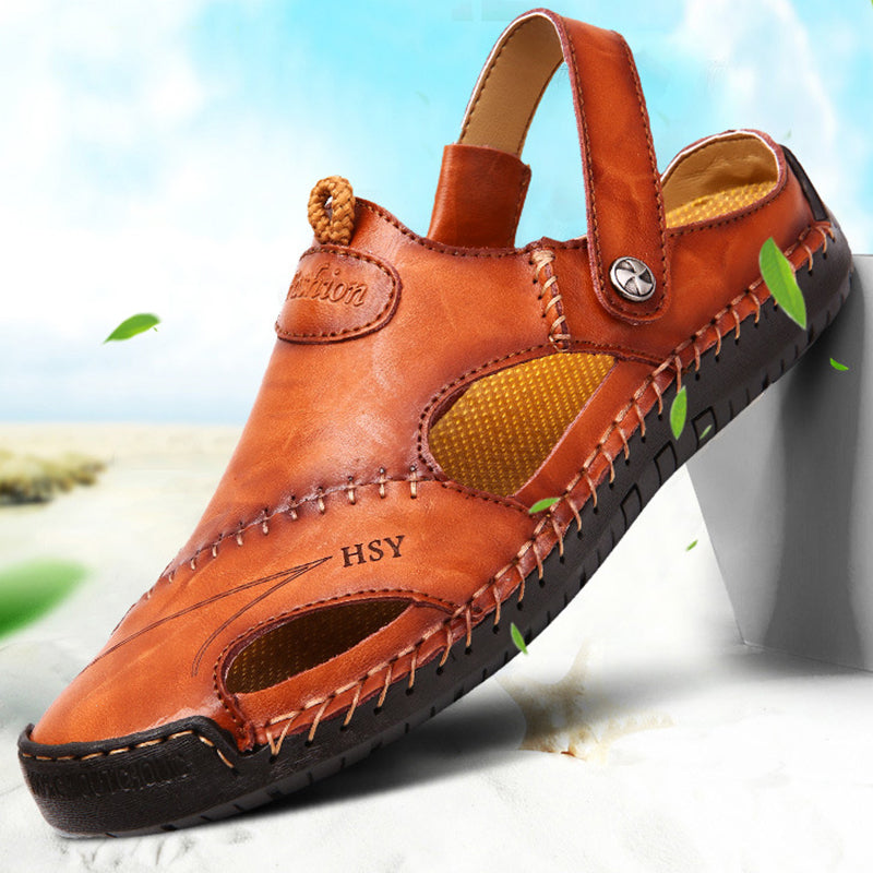 Sandales fermées pour hommes - Chaussons d'été ajustables - Tongs de plage à la mode