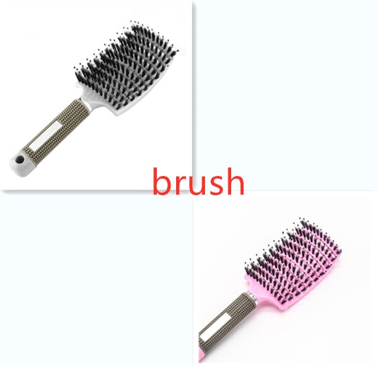 Cepillo para el cabello antinudos Brushy, desenredante para mujer, cerdas de nailon, masajeador de cuero cabelludo, peine para el cabello