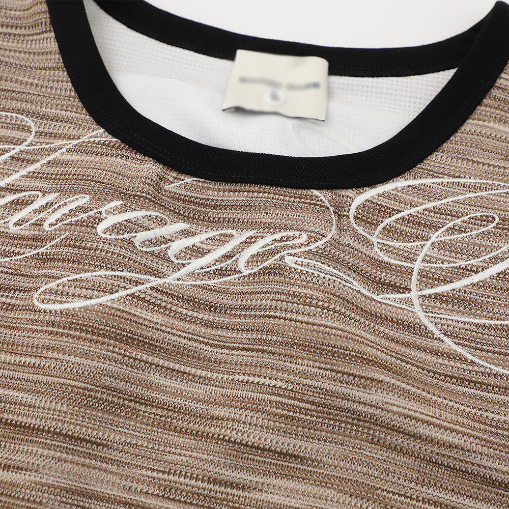 Color woven striped sports vest
