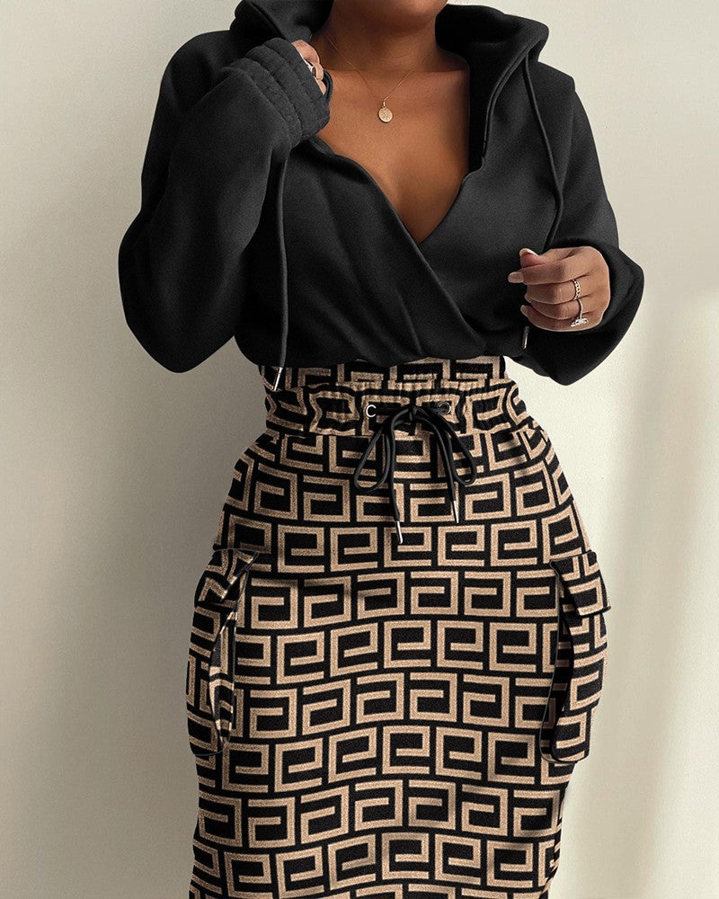 Robe Imprimée à Poches Latérales pour Femme