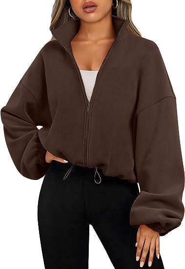 Veste à glissière en molleton polaire sportif en velours avec col montant pour femme