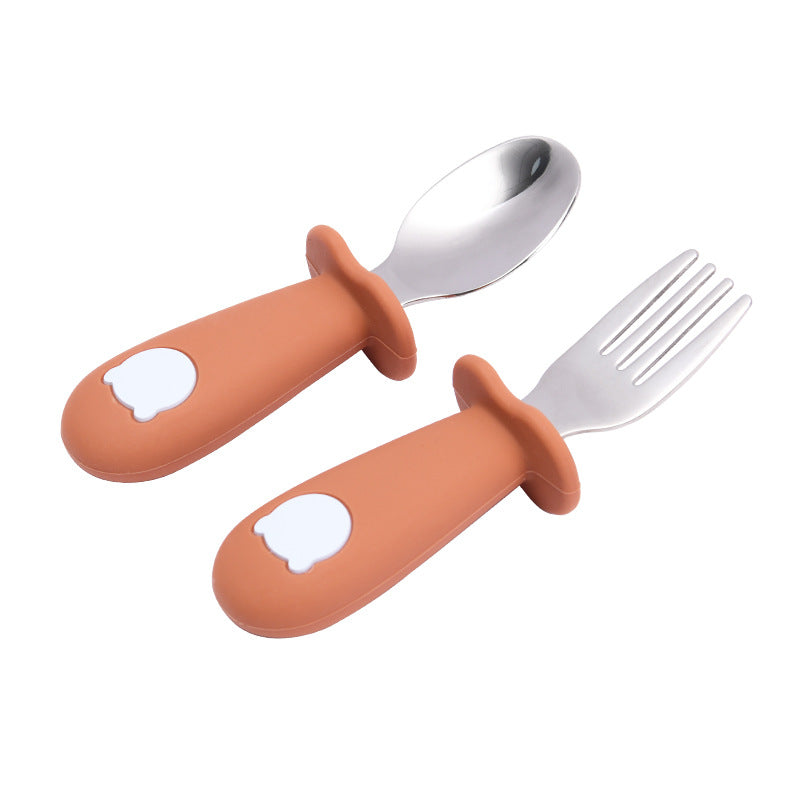 Cuillère Bébé en Silicone Ours de Dessin Animé Vaisselle pour Enfants