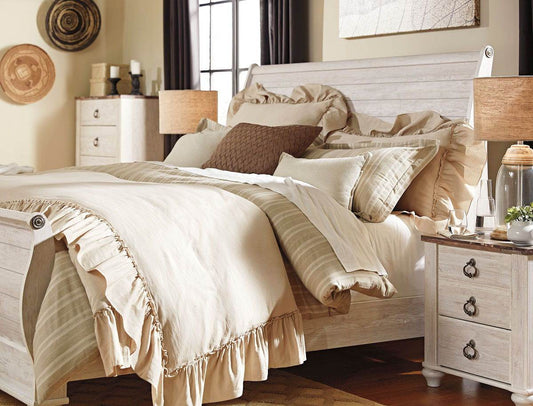 Signature Design by Ashley Willowton Whitewash Queen/King Sleigh Bed-1