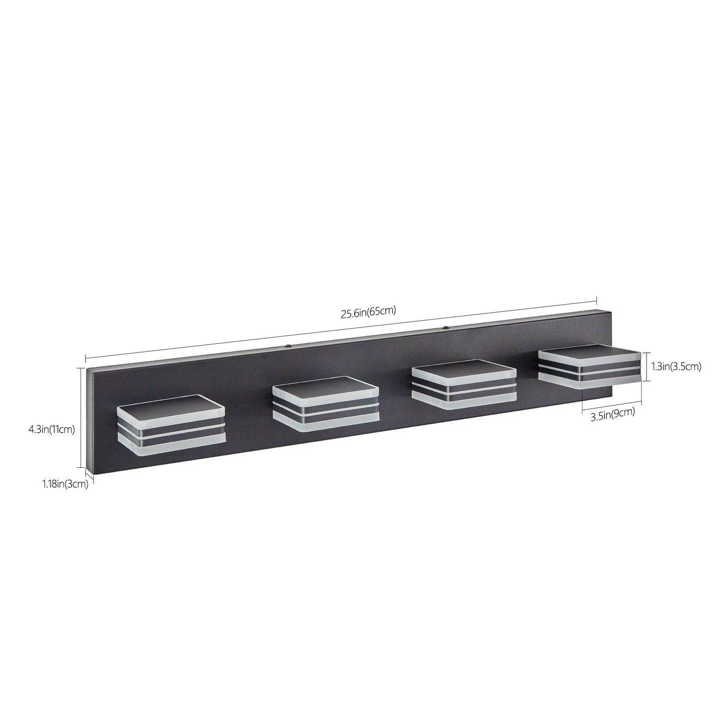 LED Modern Black Vanity Lights, 4-Lights Acrylic Matte Black Bathroom Vanity Lights Over Mirror by eprolo