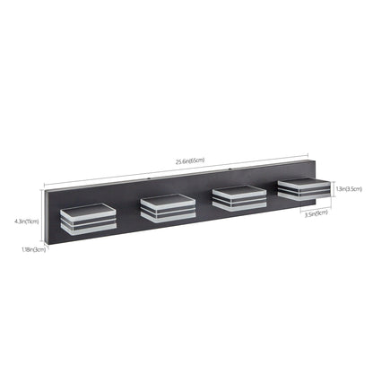 LED Modern Black Vanity Lights, 4-Lights Acrylic Matte Black Bathroom Vanity Lights Over Mirror by eprolo