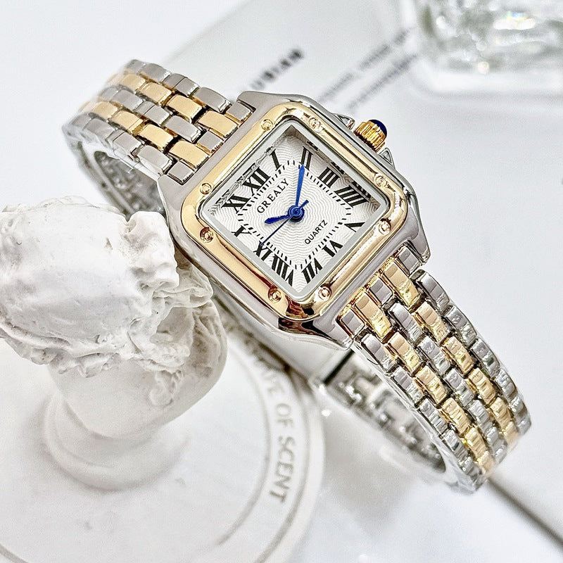 Montre Classique Rétro Carrée Étanche pour Femme avec Diamants Incrustés
