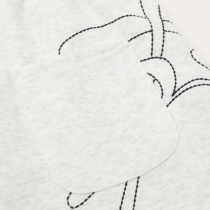 Abstract line embroidery loose shorts