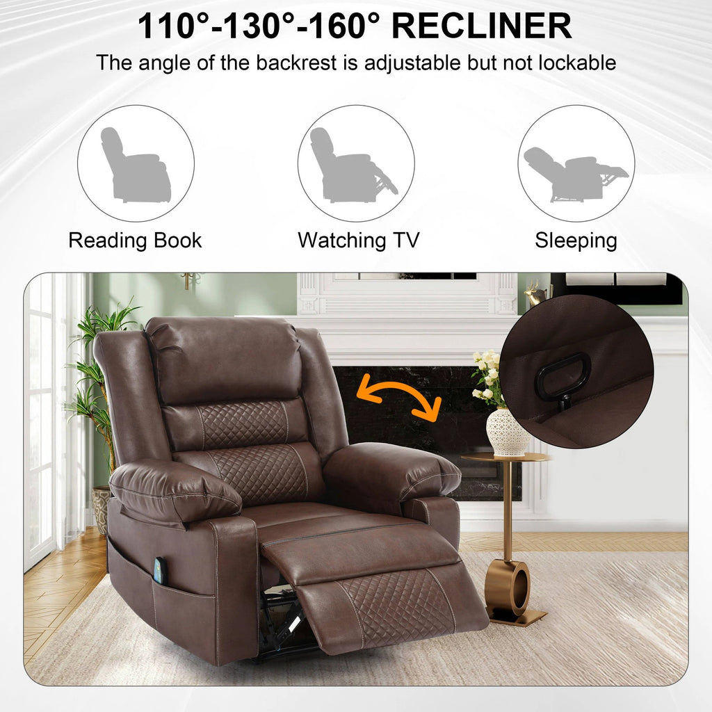 Breathable Leather Massage Recliner Chair Manual Living Room Reclining Sofa by eprolo