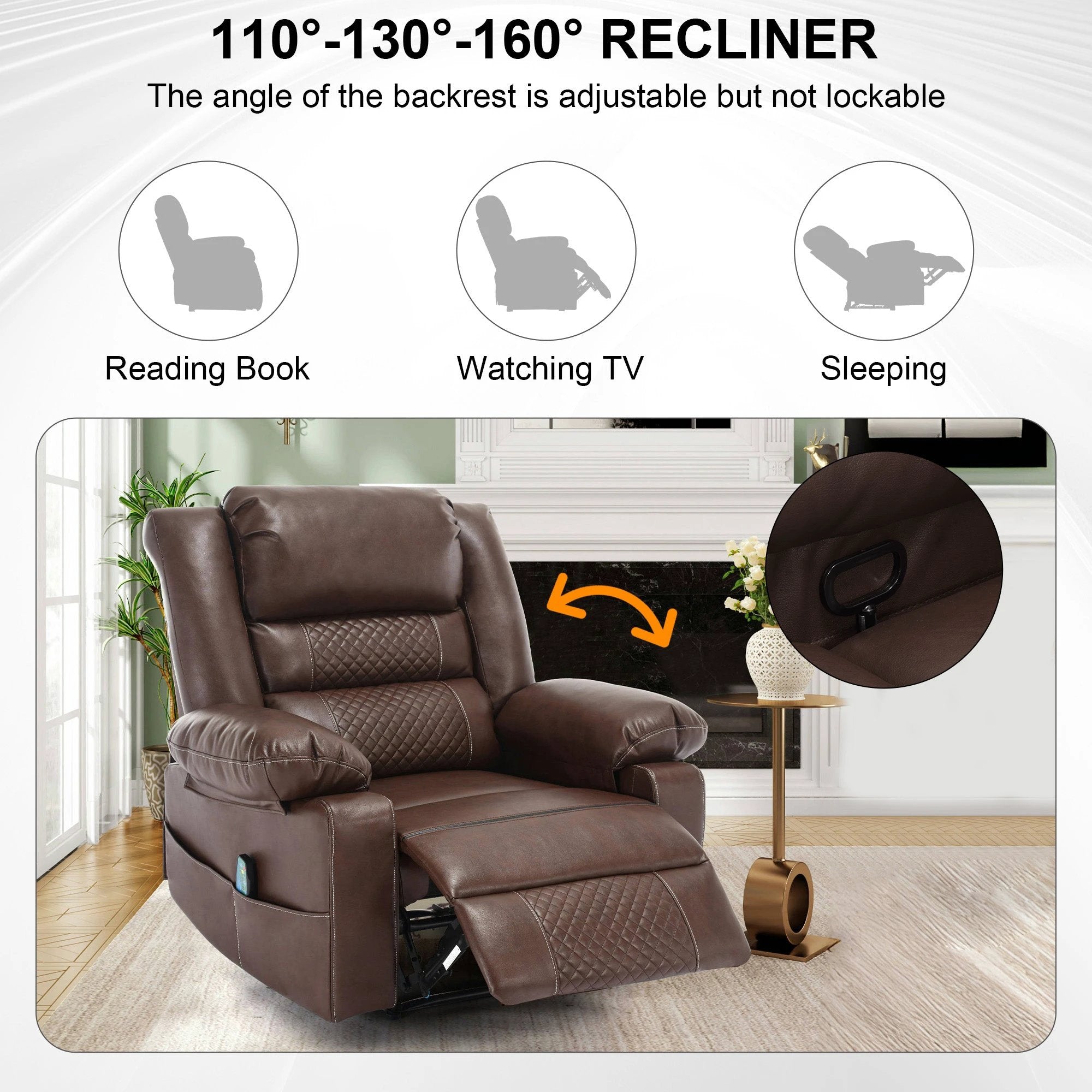 Breathable Leather Massage Recliner Chair Manual Living Room Reclining Sofa by eprolo