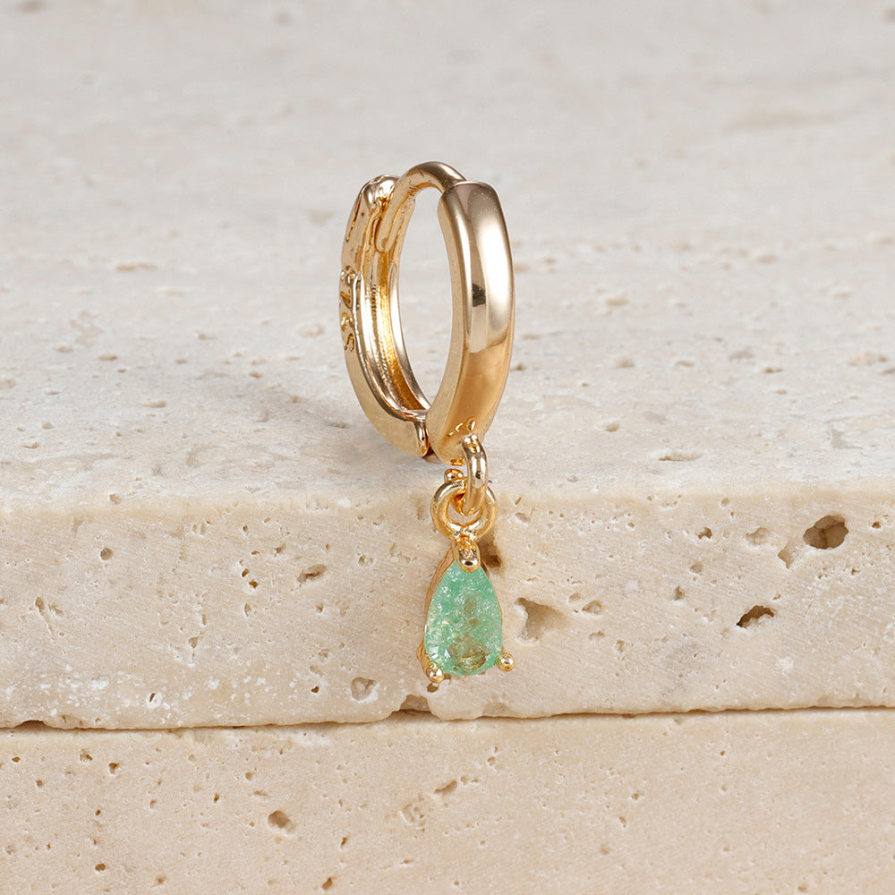 Boucles d'oreilles Micro-incrustées de zircons, cristaux colorés en forme de goutte