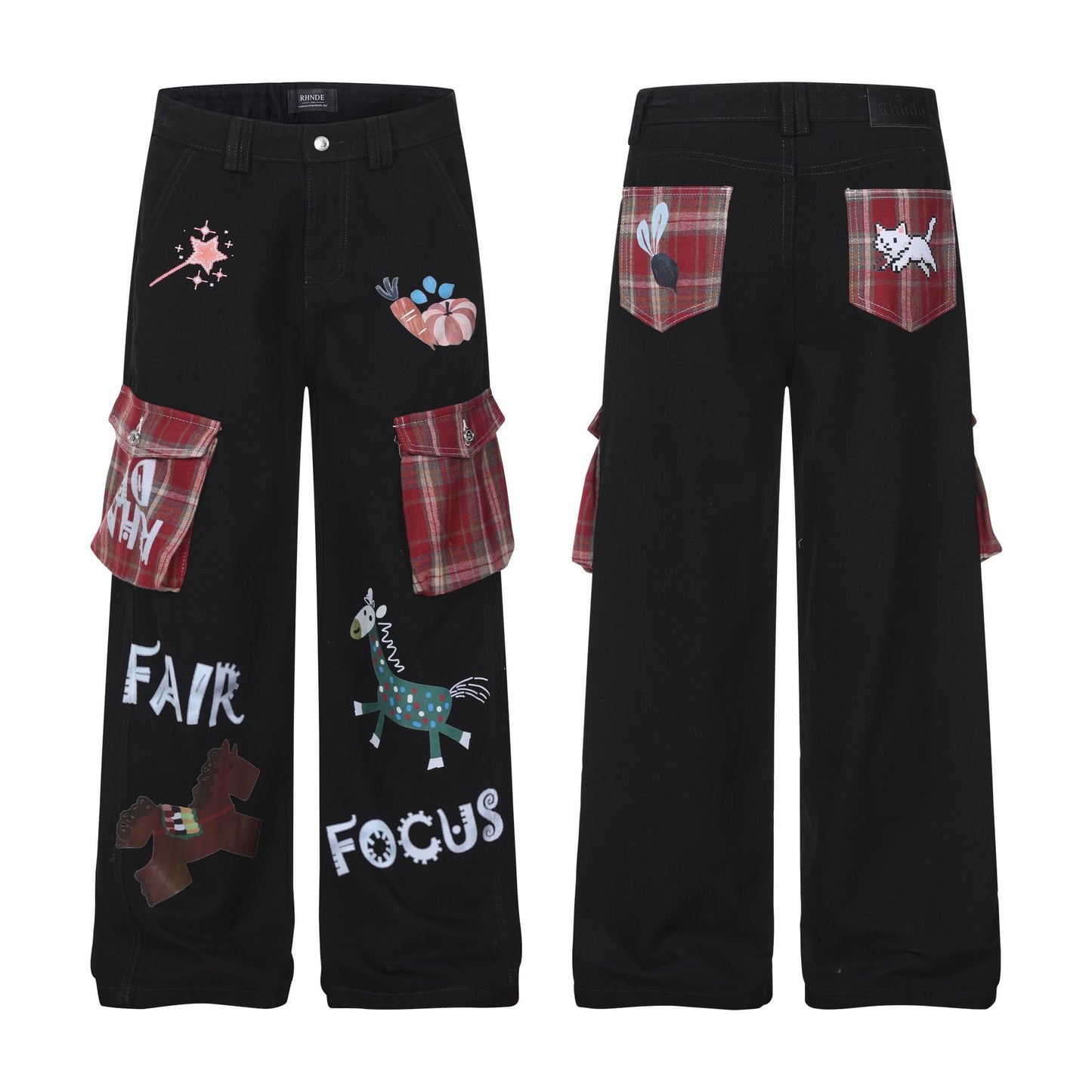 Pantalon en jean décontracté à jambes larges pour femme