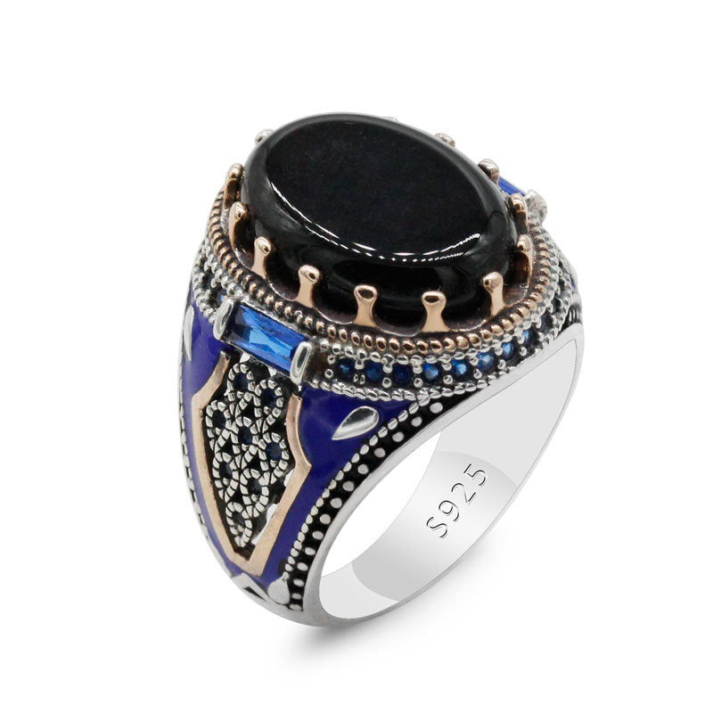 Luxury Business Round Black Onyx Men's Ring