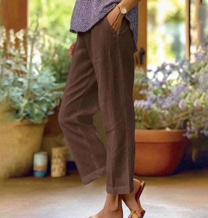 Pantalon décontracté droit pour femme, ample et simple, de couleur unie et à la mode
