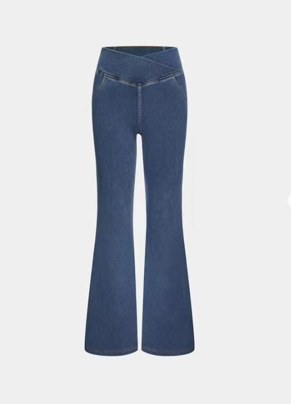 Pantalones vaqueros de campana de imitación de alta calidad, transfronterizos, de levantamiento de cadera, para mujer, estilo europeo y americano.