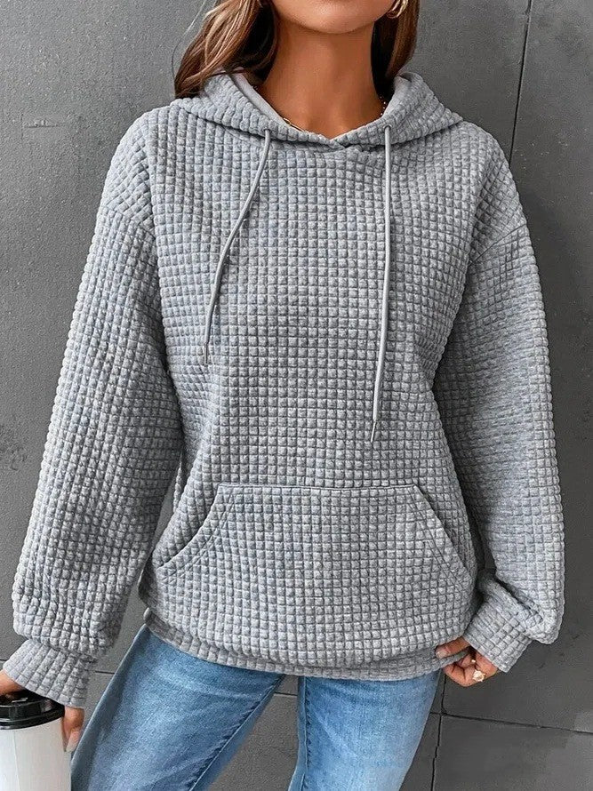 Pull ample et décontracté à manches longues de couleur unie pour femme