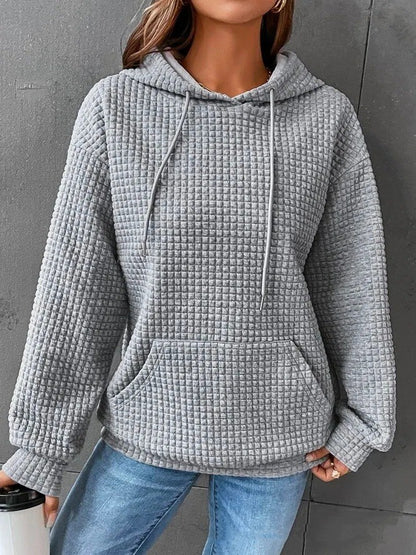 Pull ample et décontracté à manches longues de couleur unie pour femme