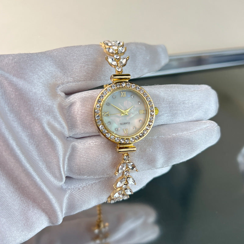 Affordable Luxury Diamond-embedded Free Adjustable Bracelet Quartz Watch
