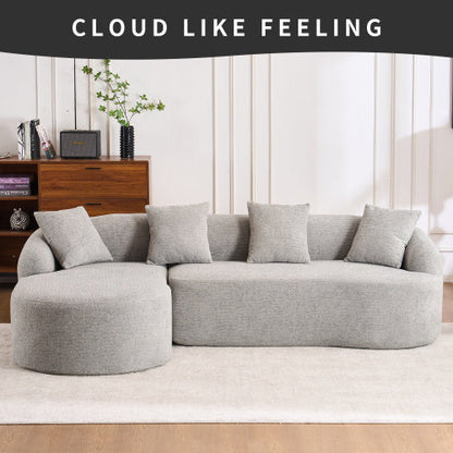LuxeForm™ – Grey Compression Sofa with Chaise Lounge & 4 Pillows