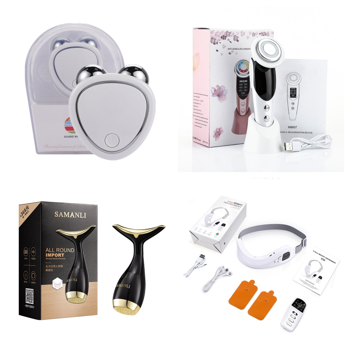 Instrumento portátil de belleza facial de microcorriente para levantar, adelgazar y reducir el edema con masajeador de doble rodillo