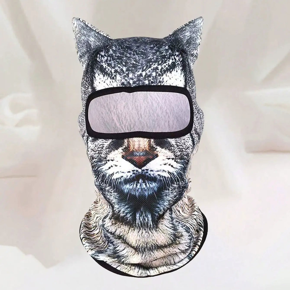 Realistic winter ski balaclava by AdTec with animal-face print, eye mesh window, windproof thermal outdoor mask