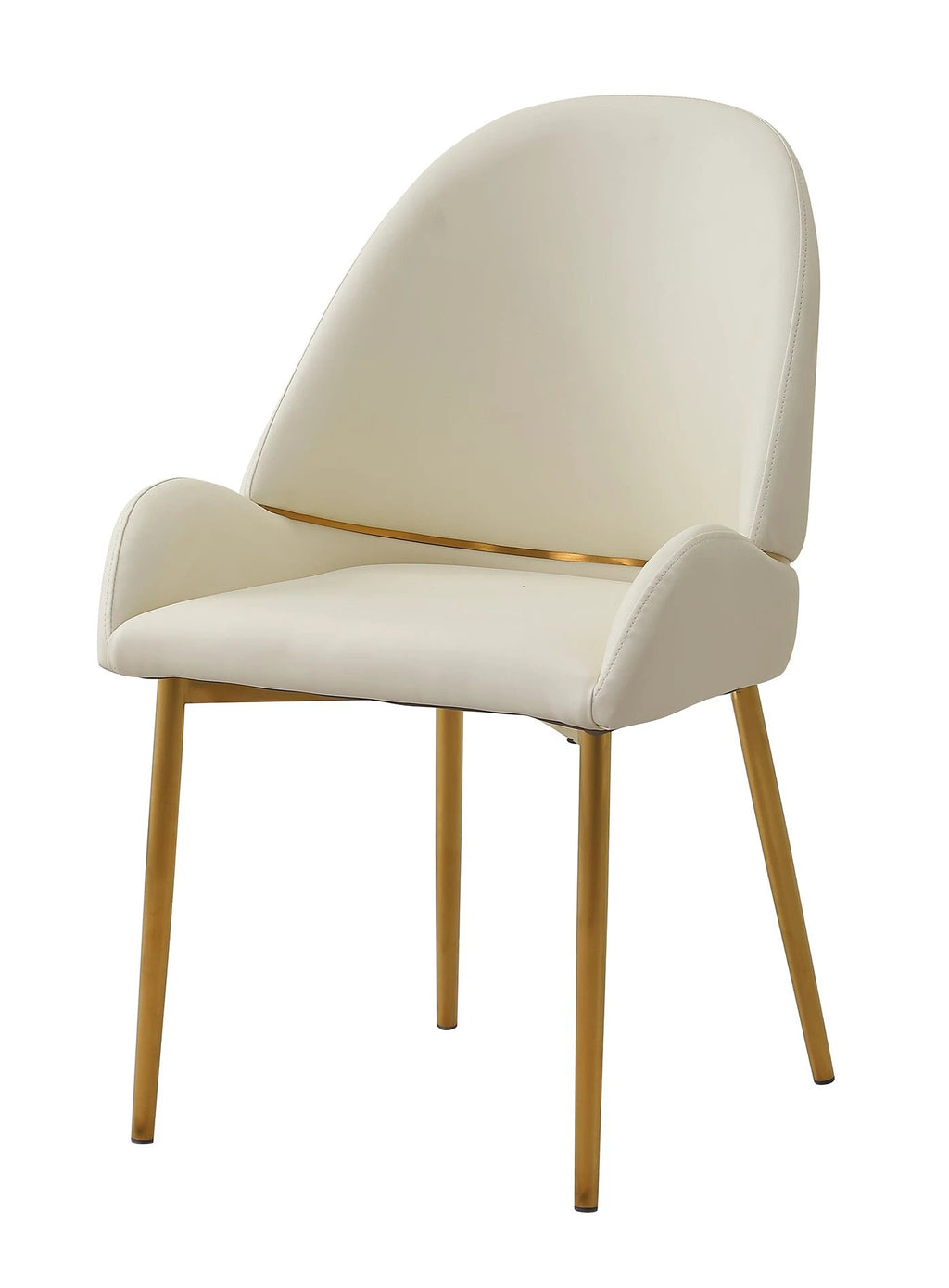 Dining Chair with PU Leather Beige color metal legs (Set of 2) by eprolo