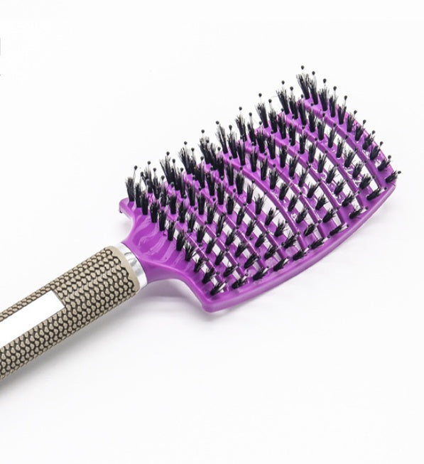 Cepillo para el cabello antinudos Brushy, desenredante para mujer, cerdas de nailon, masajeador de cuero cabelludo, peine para el cabello