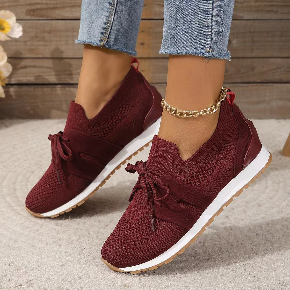 Zapatos Planos de Malla con Cordones para Mujer, Transpirables, Informales, para Caminar, con Cuña