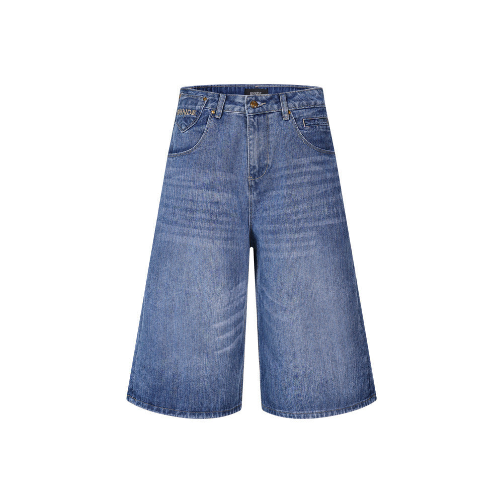 Short en jean délavé