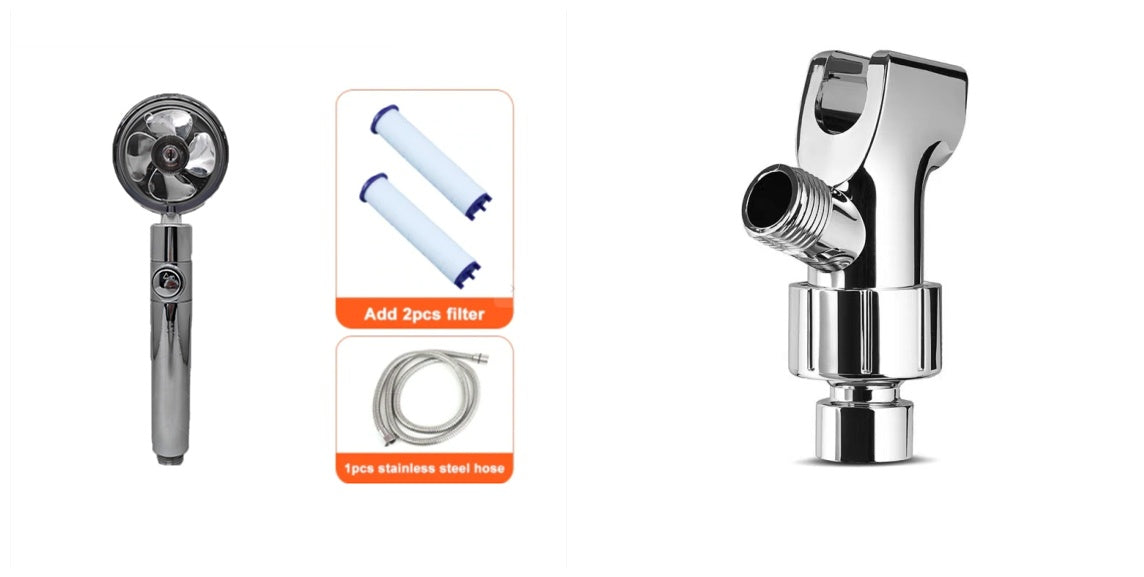 Cabezal de Ducha con Ahorro de Agua, Flujo Giratorio 360 Grados con Pequeño Ventilador, Boquilla Rociadora de Alta Presión de Lluvia de ABS, Accesorios de Baño