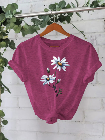 Floral printed T-shirt short sleeved shirt