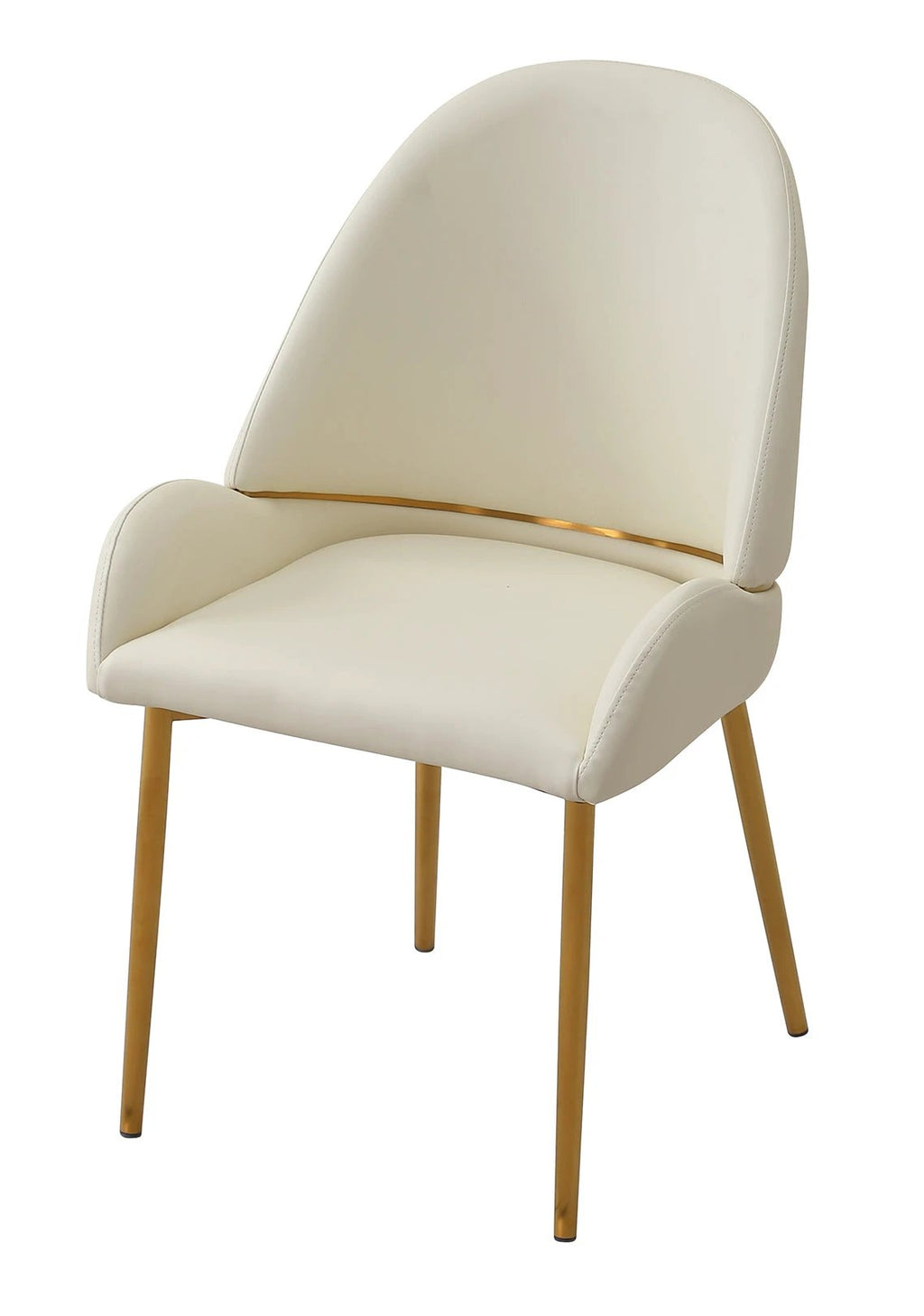 Dining Chair with PU Leather Beige color metal legs (Set of 2) by eprolo