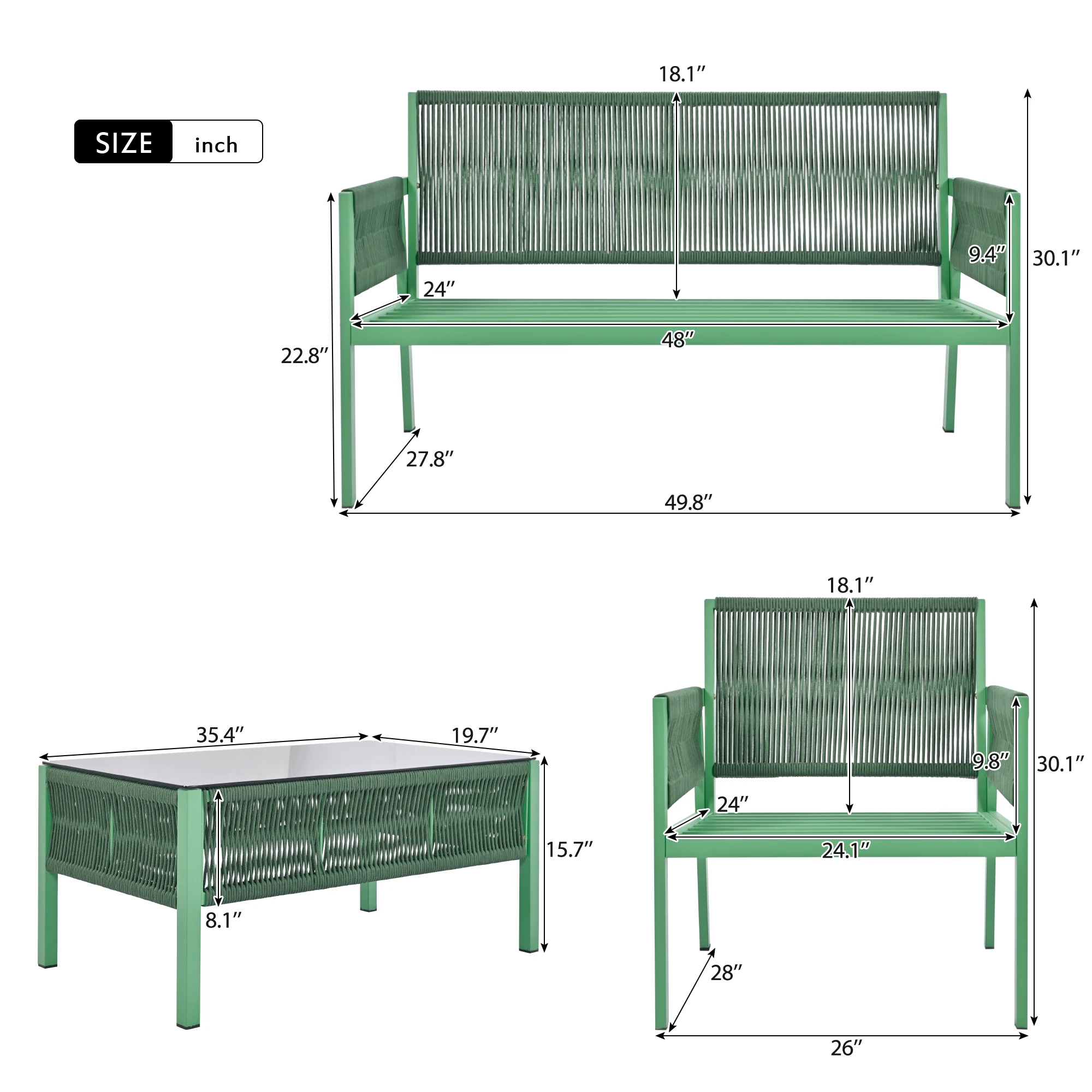 Outdoor Furniture with Tempered Glass Table by eprolo
