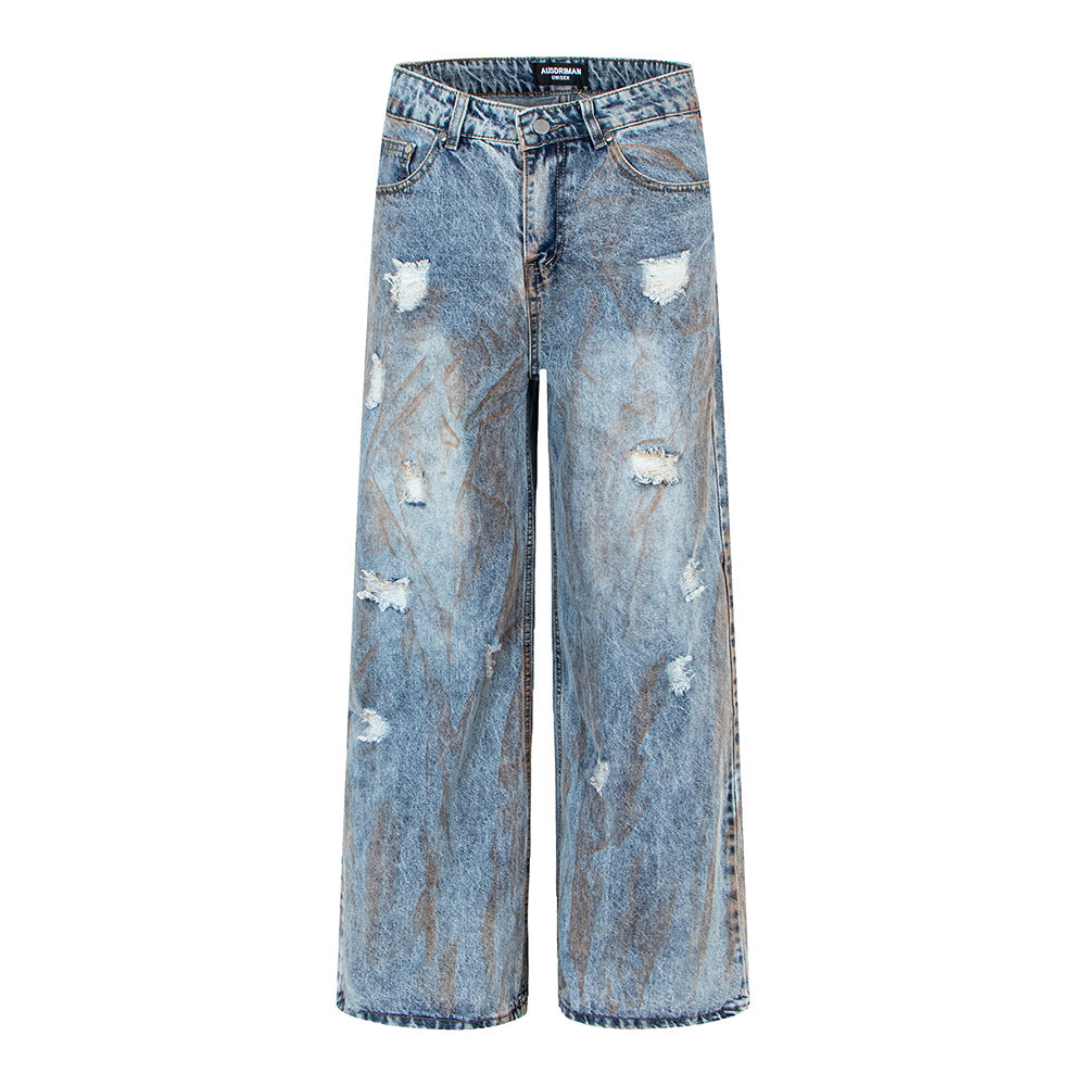 Pantalones de mezclilla lavados con corte "Dirty Fit" y pierna recta extragrande