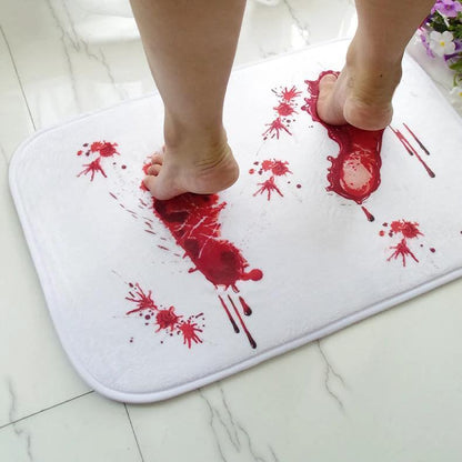 Blood Footprints Bath Mat Horror Rug Toilet Shower Bathroom Mat Rugs by eprolo