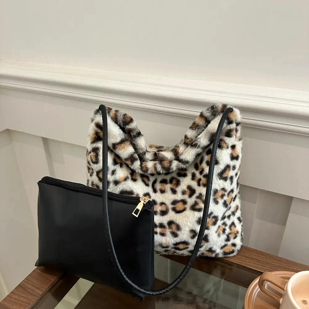 Leopard Furry Shoulder Bag by eprolo