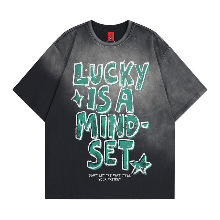 Spray painted short sleeved T-shirt