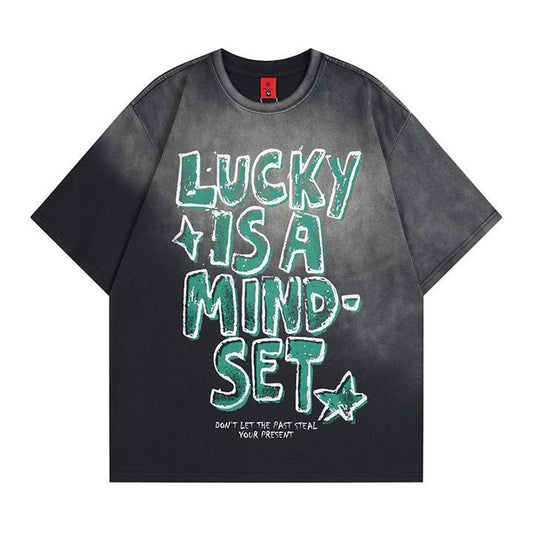 Spray painted short sleeved T-shirt