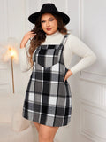 Oversized Fall Dresses For Women V Neck Plaid Sleeveless Wide Straps Casual Pockets Pinafore Mini Overall Bridesmaid Dresses by eprolo