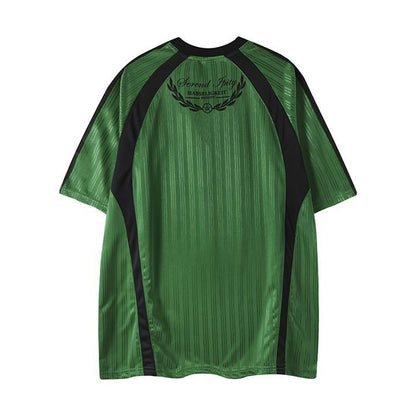 Camiseta deportiva de manga corta con rayas en contraste