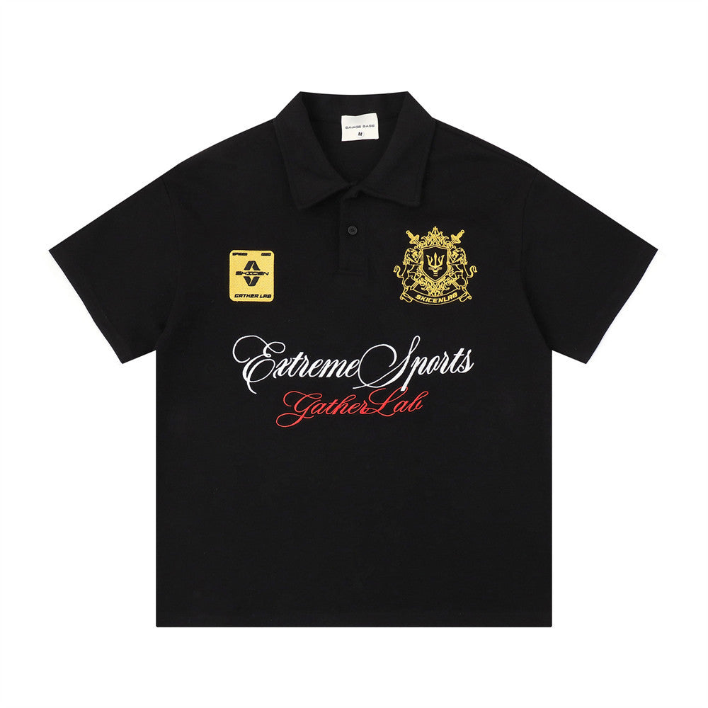 T-shirt à manches courtes brodé lettre emblème